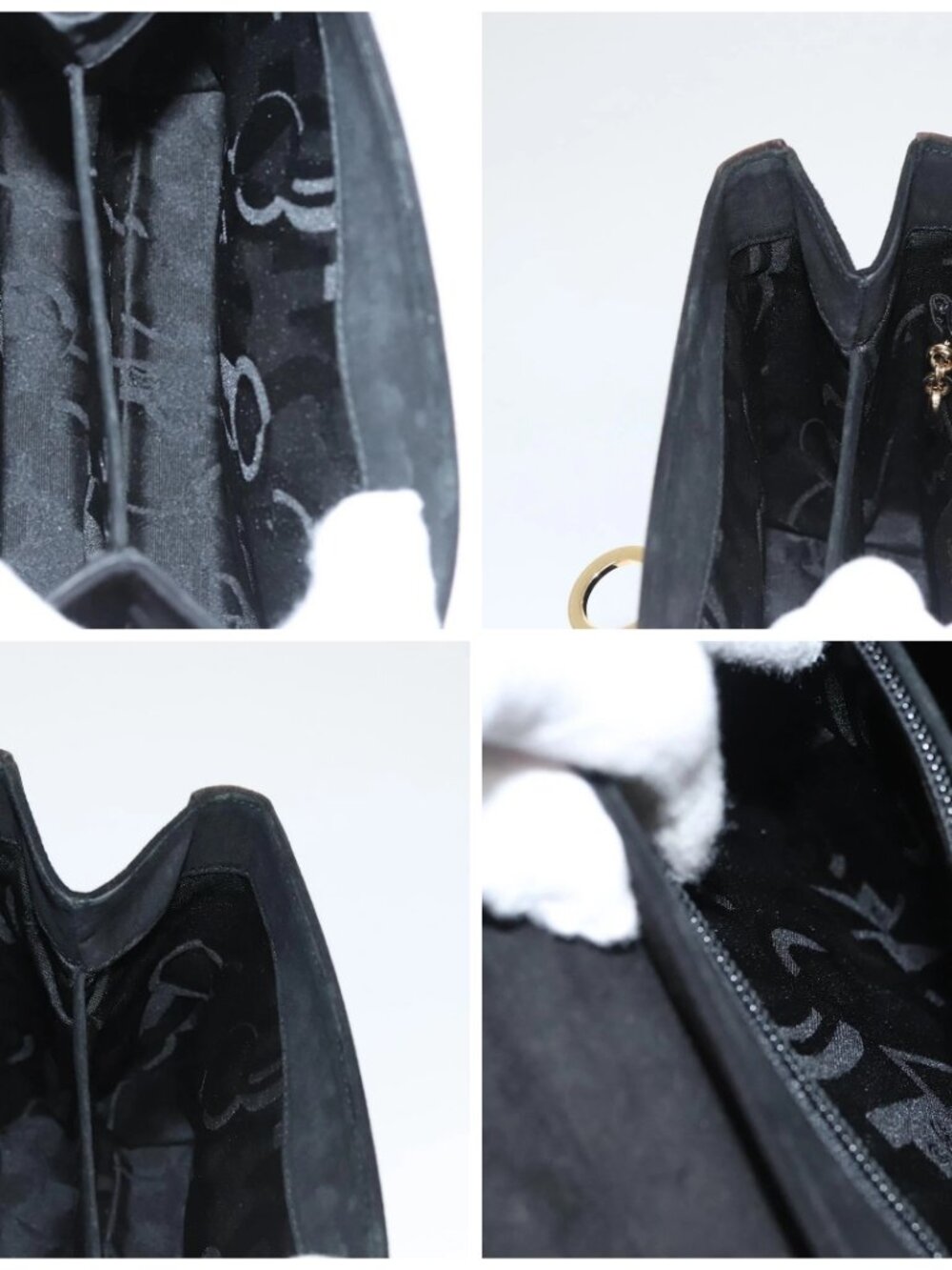 Salvatore Ferragamo Gancini Hand Bag Suede 2way Black Gold Auth BA2414 - Picture 16 of 16